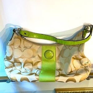 COACH F19281 Signature  lime green shoulder bag